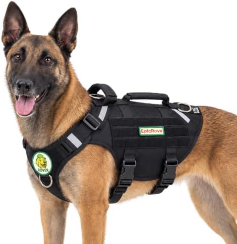 EpicRove Hundegeschirr für mittelgroße & große Hunde, ausbruchsicher, leicht, atmungsaktiv & verstellbar mit Haltegriff und reflektierenden Details für Spaziergänge, Wandern und Tr