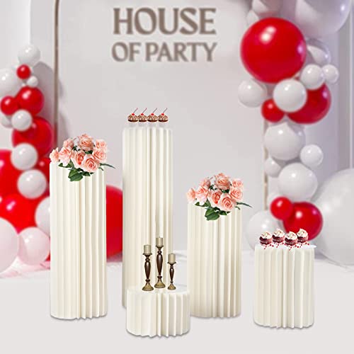 Plant Stand Flower Vase Folding Paper Column Wedding Cake Rack Centerpieces Cardboard Vases Flowers Weddings Decoration Table Cylinder Centerpiece Stands For decorative (5PCS(20+40+60+80+100CM))