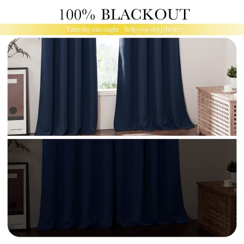 Image of NICETOWN Complete 100% Blackout Curtains, Thermal Insulated & Energy Efficiency Window Draperies for Guest Room, Full Shading Panels for Shift Worker and Light Sleepers, Navy, 42W x 84L, 2 Pcs