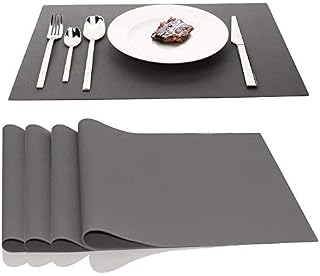 JYKJ Large Silicone Place Mats, Table Placemats Countertop Protection, Heat Resistant, Non Slip, Thick, Nonstick Pastry Mats, for Kitchen Dining Baby Kid,17.7 x 12.6 Inch, Set of 4 (Deep Grey)