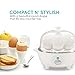 Elite Gourmet EGC-007## Rapid Egg Cooker, 7 Easy-To-Peel, Hard, Medium, Soft Boiled Eggs, Poacher, Omelet Maker, Auto Shut-Off, Alarm, 16-Recipe Booklet, White