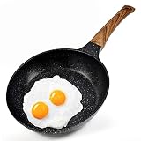DIIG Nonstick Frying Pan 10 Inch, Granite Chef Pan with Cover for Cooking, 10 In Mini Egg Pans for B