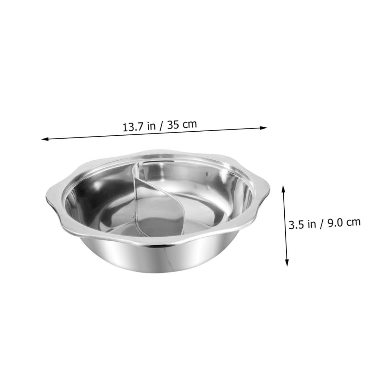 Unomor Stainless Steel Hot Pot Large Cooking Pot 28cm Diameter Shabu Shabu Hot Split Pan for Versatile Cooking