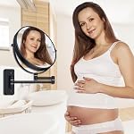 BTremary 8” Wall Mounted Magnifying Makeup Mirror 1X/7X Wall Mount Mirror Swing Arm Two-Sided 360° Swivel Bathroom Shaving Mirror for Men and Women in Hotel/Home, Black