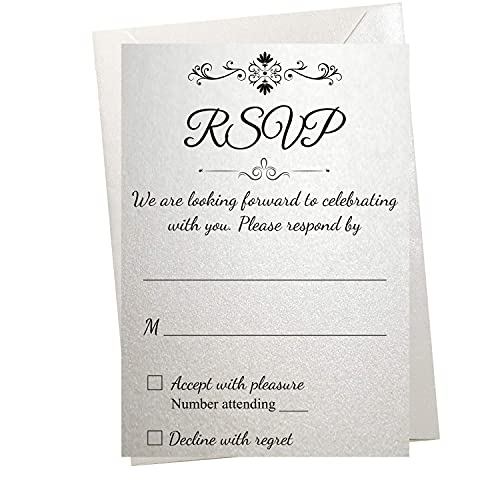 50Pcs White Rsvp Cards, Blank Response Card, Wedding Return Cards - Rsvp Reply Cards For Parties And Receptions - With Adhesive Pearl Envelopes Mailing Postcards 50 Cards #TOP5