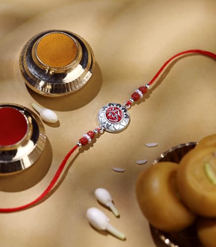 Image of Gargi by P.N. Gadgil and Sons 925 Silver | Om Rakhi | Gifts for Men and Boys | Rakshabandhan Rakhi for Brother | Rakhi for Boys & Men With Certificate of Authenticity