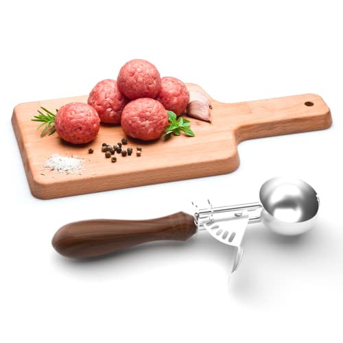 Ice Cream Scoop, Cookie Scoop,Hafan Food Grade 304 Stainless Steel Icecream Scoops With Trigger And Non-Slip Wood Handle, For Ice Cream, Mashed Potato Scooper, Fruits, Cookies,Baking #TOP5