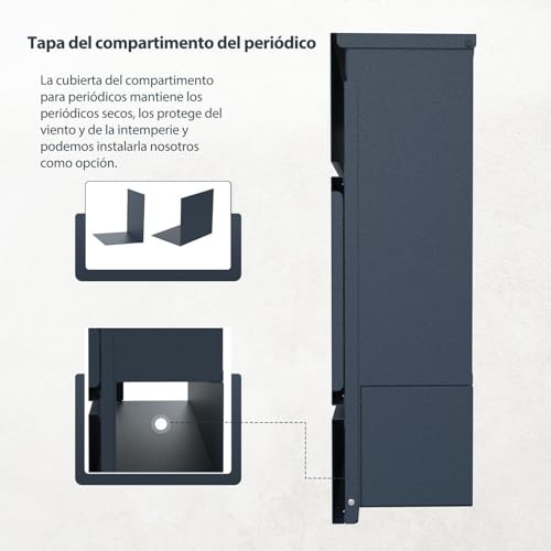 Buzón con grabado láser personalizado, compartimento de periódicos y pie 5