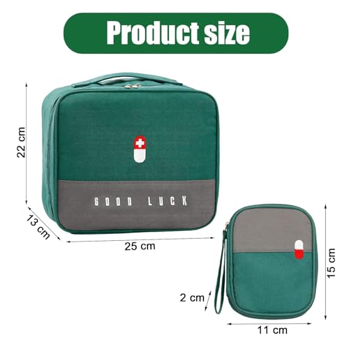 Image of ARURA (LABEL) Medicine Bags, Travel First Aid Box, Empty First Aid Kit Waterproof Medicine Storage Box, First Aid Pouch for Home, Office, Travel, Camping, Hiking (Small + Large)