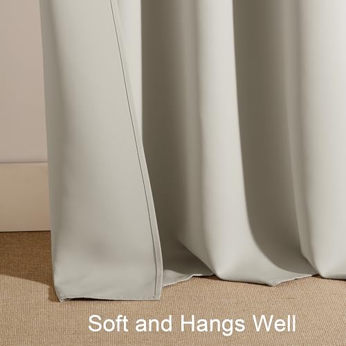 PONY DANCE Cream Blackout(70%-80%,Not 100%) Curtains 63 inch Long for Bedroom, Ivory Rod Pocket Thermal Insulated Room Darkening Living Room Privacy Window Drapes for Nursery, 42 x 63 inch, 2 Panels - Thumbnail 5
