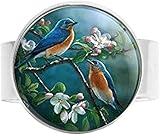 Bluebirds Blue Birds Thrush Ring Vintage Kunst Foto Schmuck