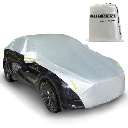 Halbgarage für Auto Abdeckplane Regen Schnee UV-Schutz Staubdicht Autoabdeckung Limousine SUV Halbe Autoplane mit Reflektierenden Streifen Für Alle Jahreszeiten Geeignet
