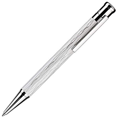 Bolígrafo Otto Hutt 001 con diseño de onda y revestimiento de paladio en plata y blanco