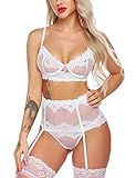 La lencería de alta lavado para mujer viene con un tanga a juego y un exclusivo cinch con adornos de minilazo y liguero. Muestra perfectamente la línea de tus piernas alargadas, sexy y provocativa (por favor, ten en cuenta que las medias no están incluidas).