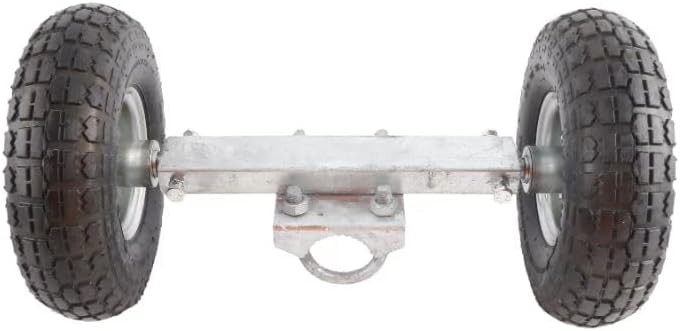 Plum Fittings Chain Link 12" Wide Pneumatic Double Wheel Sliding Gate Roller w/ 10" Wheels (Galvanized Steel)