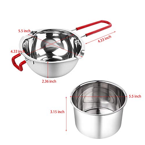 2 Pack Stainless Steel Double Boiler Pot Chocolate Melting Pot Soap Candle Candy Making Tool Kit Wax Melting Heat Proof Bowl For Melting Chocolate, Butter, Cheese, Caramel, Candy, Candle, Wax #TOP5