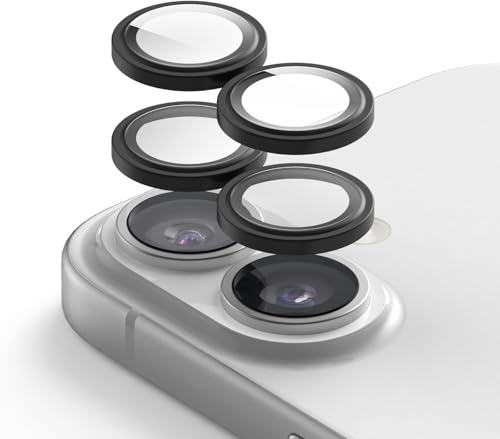 Image of NEXVEU PACK OF 2 Camera Lens Protector For IPHONE 17 / IPHONE 16 / 16 PLUS ( BLACK ) UHD 9H Glass, Anti Drop, Scratch Resistant, Case Friendly, Removable, Waterproof, Heavy Duty Camera Protector, ( FIT ALL MODELS )
