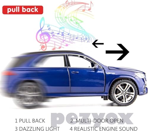 Image of 1 /32 Scale Benz AMG GLE 63S SUV Toy Car, Alloy Diecast Collectible Pull Back Car Model with Light and Sound Toy Vehicles for Adults Boys Girls Gift Toy (Blue)