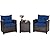 Tangkula 3 Pieces Patio Furniture Set, PE Rattan Wicker 3 Pcs Outdoor Sofa Set w/Washable Cushion and Tempered Glass Tabletop, Conversation Furniture for Garden Poolside Balcony (Blue)
