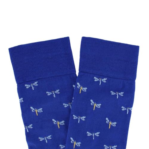 Trafalgar Men's Renewal Dragonfly Novelty Over The Calf Pima Cotton Dress Sock (1 Pair)3