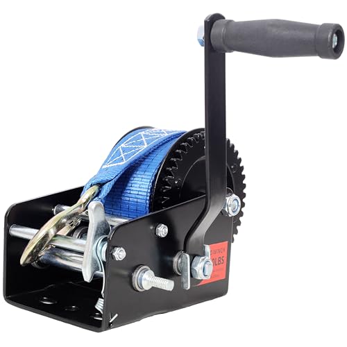 Malacate manual 3500 lbs con correa azul 32.8 ft miniatura 5