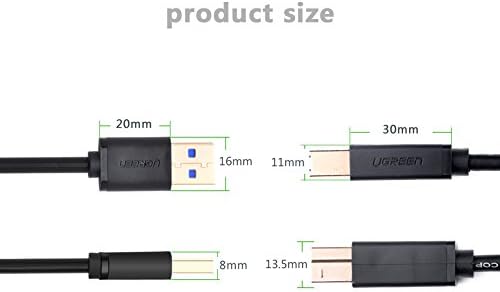 Ugreen 10372 2m USB A USB B fişi siyah - USB A USB B 3.0 (3.1 Gen 1), siyah - Görsel 6