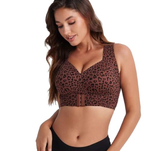 Posture Support Bra Wireless Front Closure Jelly Bras for Women Brown