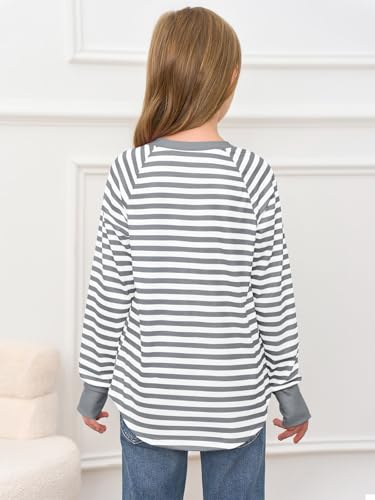 Image of Haloumoning Girls Striped Long Sleeve Shirts 5-14 Years