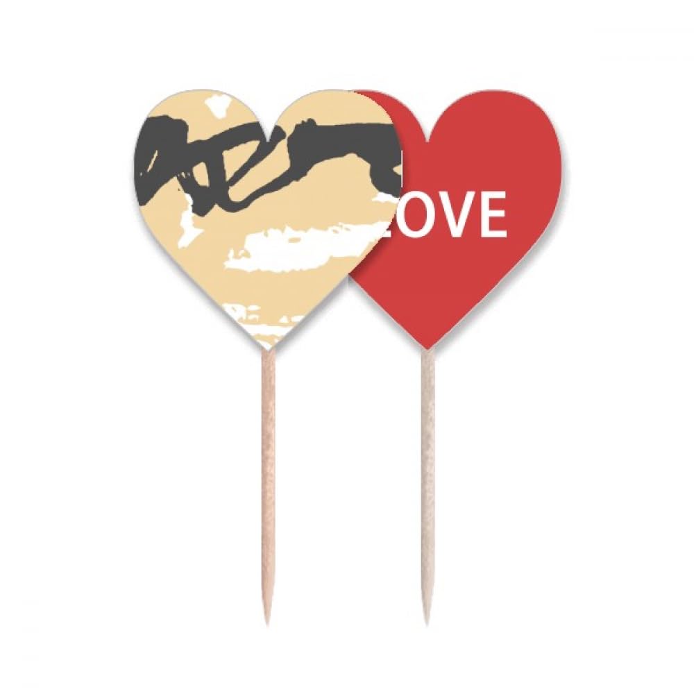 Cure-dents jaune Love S Art drapeau coeur pour reussir facilement votre decoration de buffet