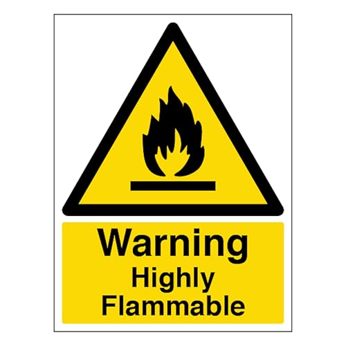 V Safety Warning Highly Flammable - Portrait 200 x 300mm - 1mm Rigid Plastic Safety Sign