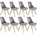 TecTake 800856 8er Set Esszimmerstuhl, gepolsterte Sitzfläche, Beine aus massivem Holz, Polsterstuhl für Wohnzimmer, Esszimmer, Küche und Büro - Diverse Farben - (Grau | Nr. 403987)