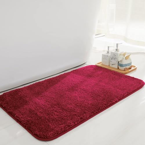 Image of Flooring India Co Newman Rectangular Bath Mat 2500 GSM Super Soft Microfiber Anti Skid Slip Water Absorbent Bathroom Mats for Bedroom, Home, Door (45x75 cm, Maroon)