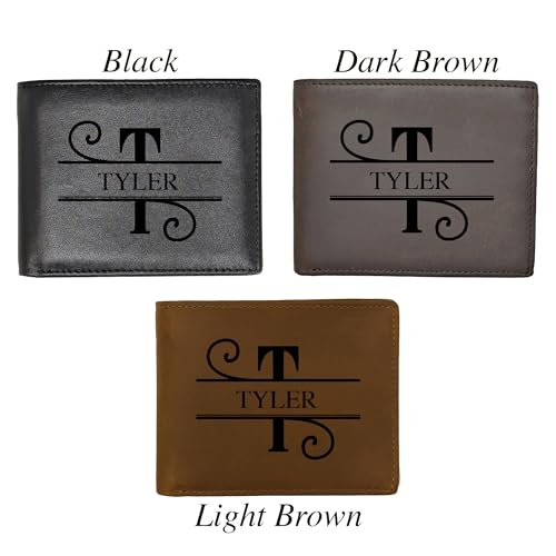 Personalized-Wallet-for-Men-Initial-Monogram-Custom-Engraved-Genuine-Leather-Bifold-Wallet-Birthday-Anniversary-Gift-for-Husband-Boyfriend-Groomsmen-Dad-Grandpa-Light-Brown
