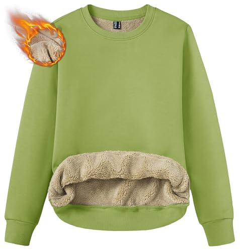 Image of TACVASEN Women's Crewneck Sweatshirt Fleece Lined Sherpa Pullover Winter Shirt Warm Sweaters Long Sleeve Tops