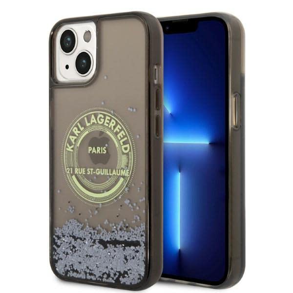 Karl Lagerfeld KLHCP14MLCRSGRK Coque Rigide pour iPhone 14 Plus 6,7" Noir Liquid