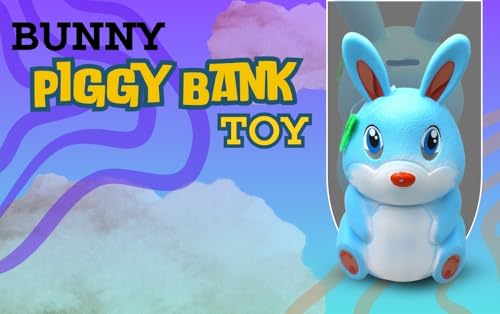 Image of Piggy Bank Toy for Kids with Lock & 2 Keys - Bunny Rabbit Shaped Coin Bank for Boys & Girls | BIS Certified Plastic Gullak | Money Saving Bank Gift for Toddlers 3+ Years | Made in India (Blue)