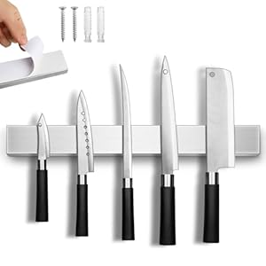 Magnetic Knife Holder for Wall, No Drilling Magnetic Knife Strip Adhesive Knife Holder Magnet Knife Bar, Wall Mount Knife Rack Block Metal Tool Holder for Utensils RV Kitchen Organization, 10 Inch