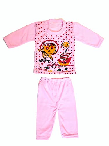 Image of Baby Boys & Girls Dress Soft Cotton Blend Unisex T-shirts and Pyjama Pants Pack of 4 Full sleeves T-shirt + 4 Pyjama Pants Multi colored Size 0 Months up to 18 Months