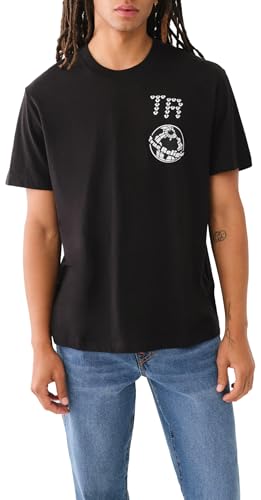 Tシャツ・カットソー [True Religion X ONEITA] Tringles T-Shirt Black True Religion Men's SS Multi Graphic Tee, Jet Black, XXL