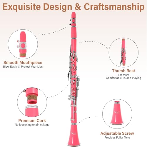 Image of Mendini by Cecilio Ebonite Bb Clarinet Kit with 2 Barrels - Pink