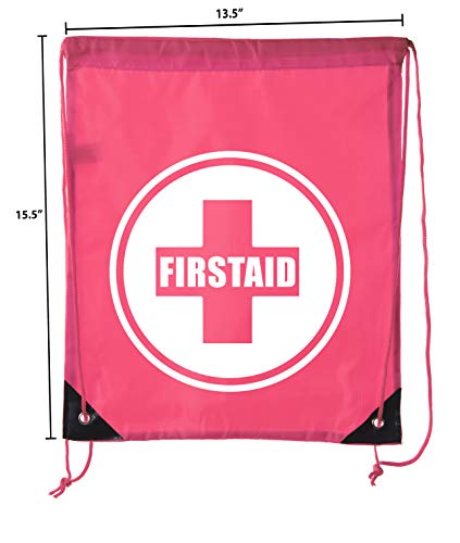 Image of Mato & Hash First Aid Backpack Drawstring Medical Bag for Emergencies or Epi Pen & Medicine - 3PK Pink CA2500FirstAid S1