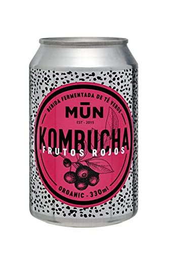 Mun Kombucha - Té Kombucha Frutos Rojos 330ml - Pack 12 Latas