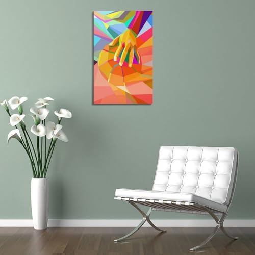 Affiche murale moderne en toile premium WIZIGM polygone encadré