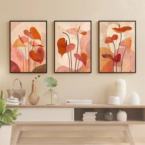 Art mural de salon affiche botanique boho Anthurium impression sur toile fleur abstraite 40x60