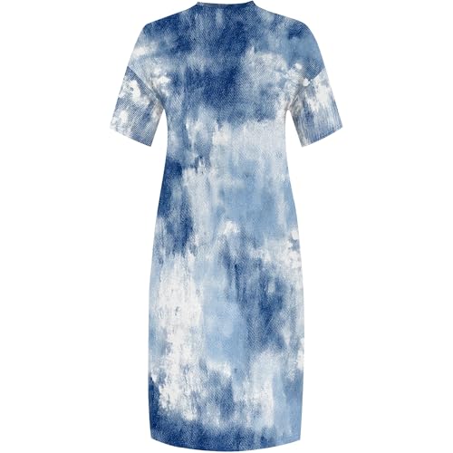 Image of Plus Size Maxi Dress for Women Short Sleeve V Neck Casual Loose Sundress with Pockets