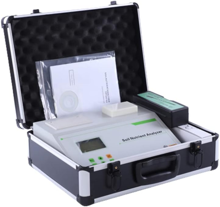 GOYOJO Soil Analyzer, Portable NPK Tester with pH/Salinity/Moisture, 0-100mg/kg, ±0.1 pH, Lab-Grade Multi-Sensor for Fertilizer Optimization, Farming/Agriculture Use