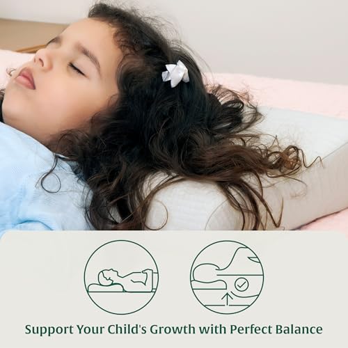 Image of The White Willow Bed Pillow for Kids-Toddler Support for 3 Years to 8 Years-Contour Memory Foam Soft Kids for Sleeping-Small Pillow-Girls & Boys-Toddler Cover-White