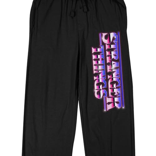 Bioworld Stranger Things Red, White, Blue Logo Men's Black Sleep Pajama Pants2
