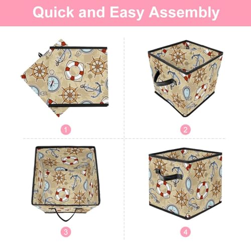 Boîte de rangement boussole vintage en textile premium rigide - 6