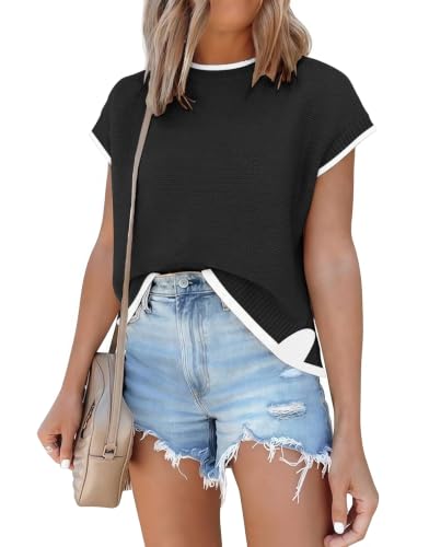 Image of Disamer Cap Sleeve Knit Sweater Tops Sleeveless Vest 2026 Spring Clothes Oversized Summer Tank Trendy Short Sleeve T Shirts